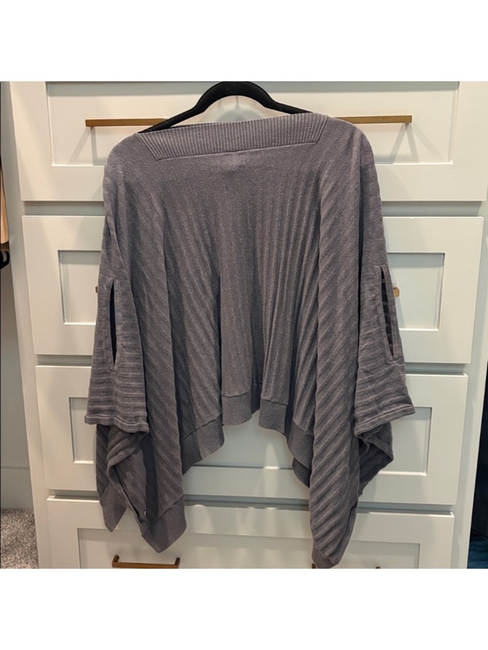 Women’s Gray Draped Open-Front Sweater Cardigan